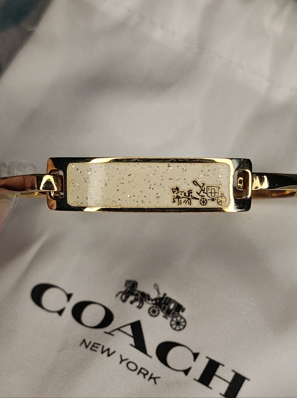 Coach Gold-Tone Bracelet with Cream Enamel Panel